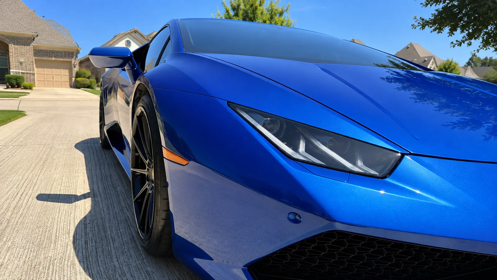 Blue Lamborghini detailed and ceramic coated by Grandlux Detailing in Frisco, TX